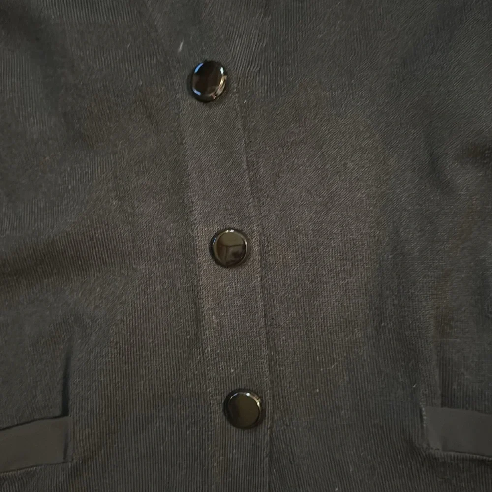 D. EXTERIOR Women's‎ Black Extra Fine Wool Cardigan Elegant Pleated Back Panel S - Picture 2 of 13